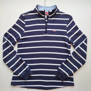 Vineyard Vines 1/4 Zip Long Sleeve Polo Nautical Stripe Preppy Whale Women XS